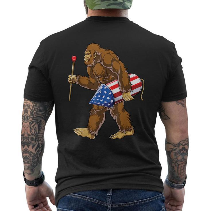 Bigfoot Fireworks 4Th Of July Men Sasquatch American Flag Us  Mens Back Print T-shirt