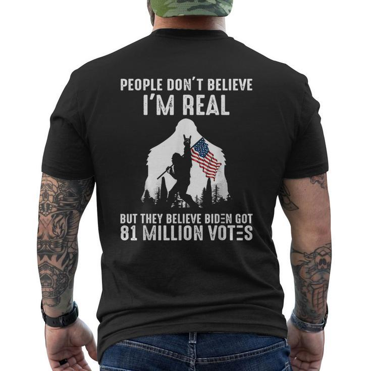 Bigfoot They Believe Bïden Got 81 Million Votes  Mens Back Print T-shirt