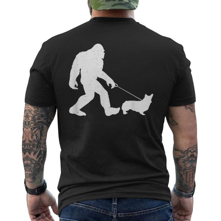 Bigfoot Walking Corgi Dog Funny Gift  Mens Back Print T-shirt