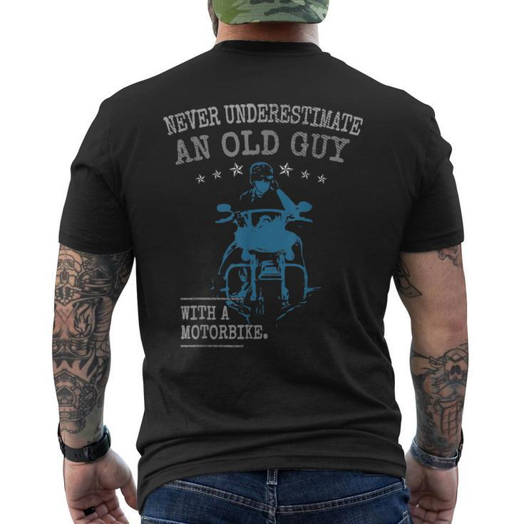Biker Dad Never Underestimate An Old Guy Grandad Motorbike  Mens Back Print T-shirt