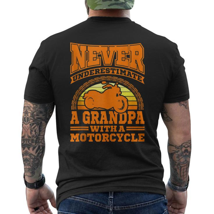 Biker Grandpa Motorcycle Never Underestimate An Old Man Men's T-shirt Back Print