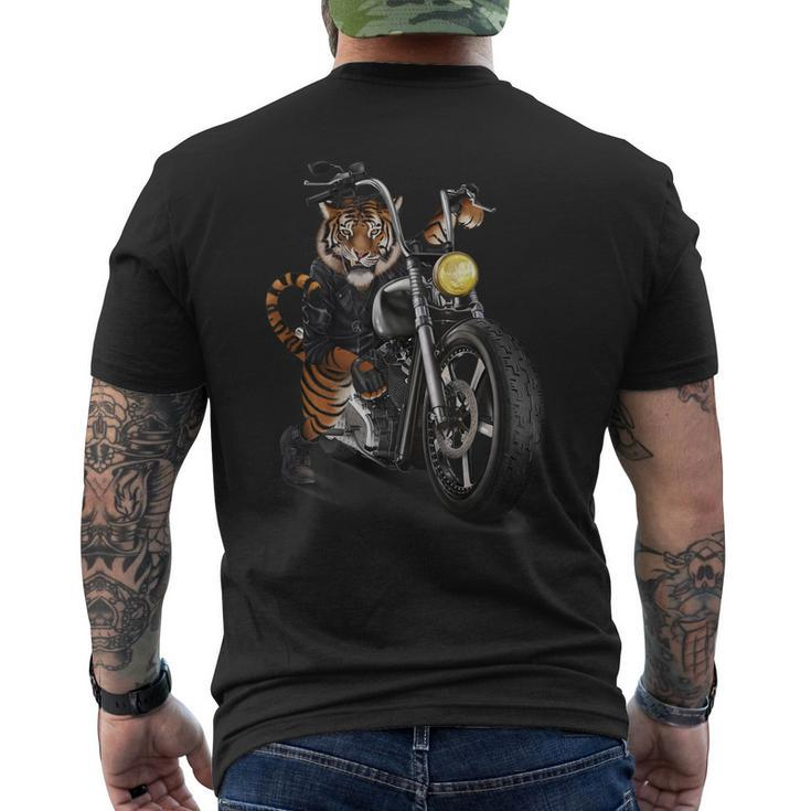 Biker Tiger Riding Chopper Motorcycle Men's Back Print T-shirt