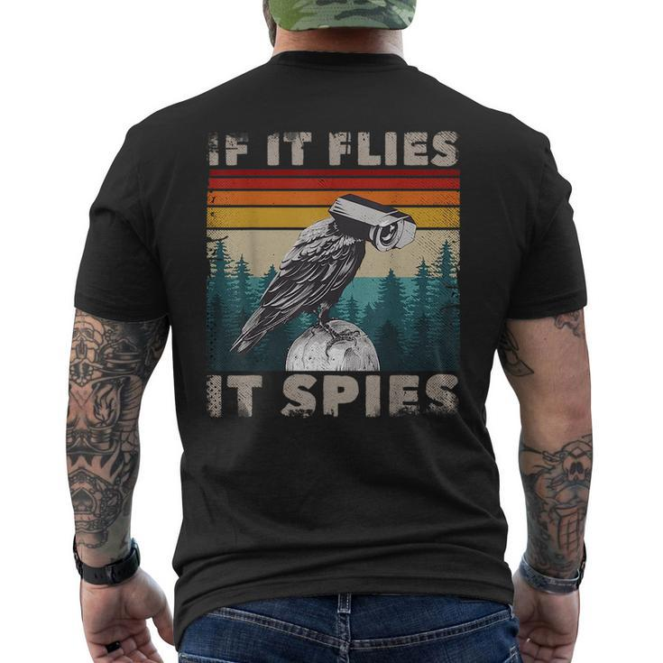 Birds Not Real Outfit Bird Cctv If It Flies It Spies  Mens Back Print T-shirt