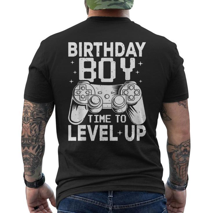 Birthday Boy Time To Level Up Kids Party Gift Video Gaming Mens Back Print T-shirt