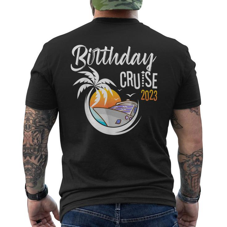Birthday Cruise 2023 Sunset Retro Cousin Crew Matching Men's Back Print T-shirt