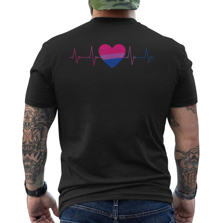Bisexual Heartbeat - Bi Flag Ekg Pulse Line Lgbt Pride  Mens Back Print T-shirt