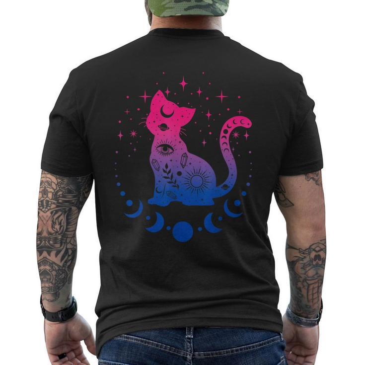 Bisexual Pride Flag Colors Astronomy Cat  Mens Back Print T-shirt