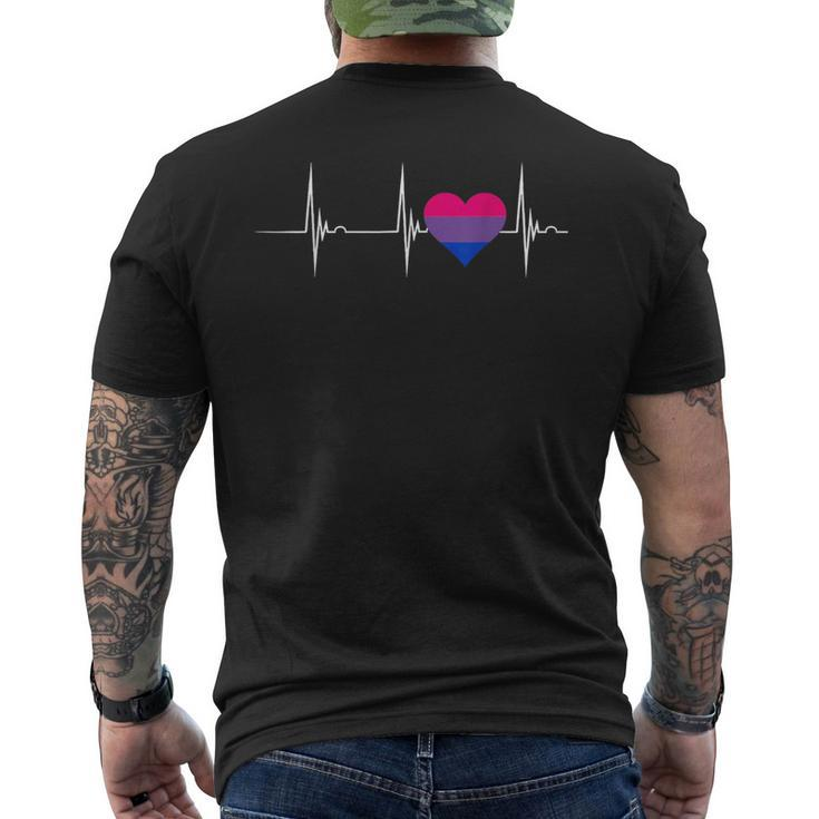 Bisexual Pride Heartbeat Ekg Pulse Heart Bisexual Flag  Mens Back Print T-shirt