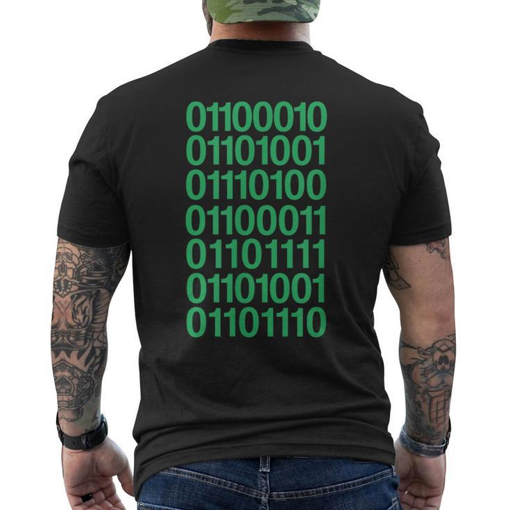 Bitcoin In Binary Code Computer Programming Men's T-shirt Back Print