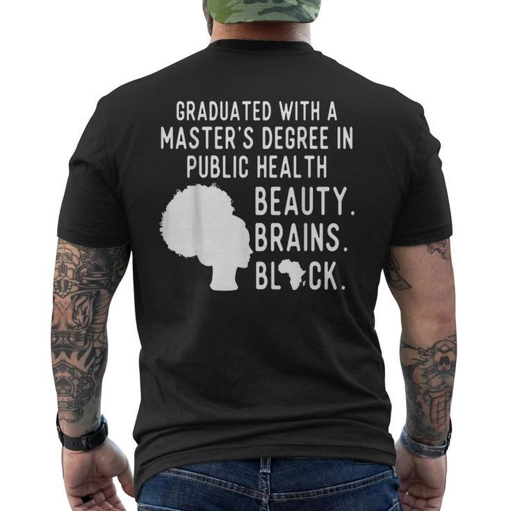 Black Queen Brains Public Health Mph Masters Graduation  Mens Back Print T-shirt