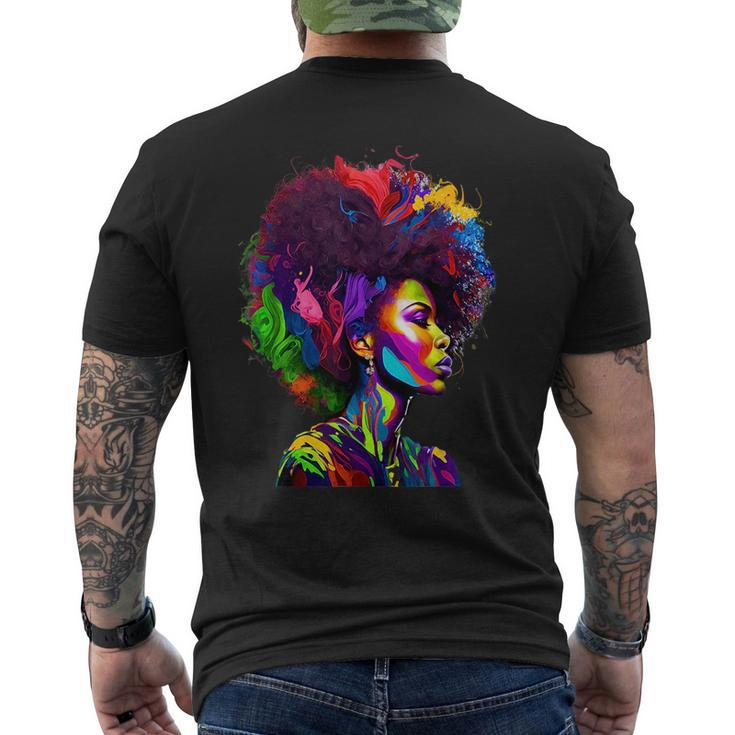 Black Queens Colorful Afro Ii Mens Back Print T-shirt