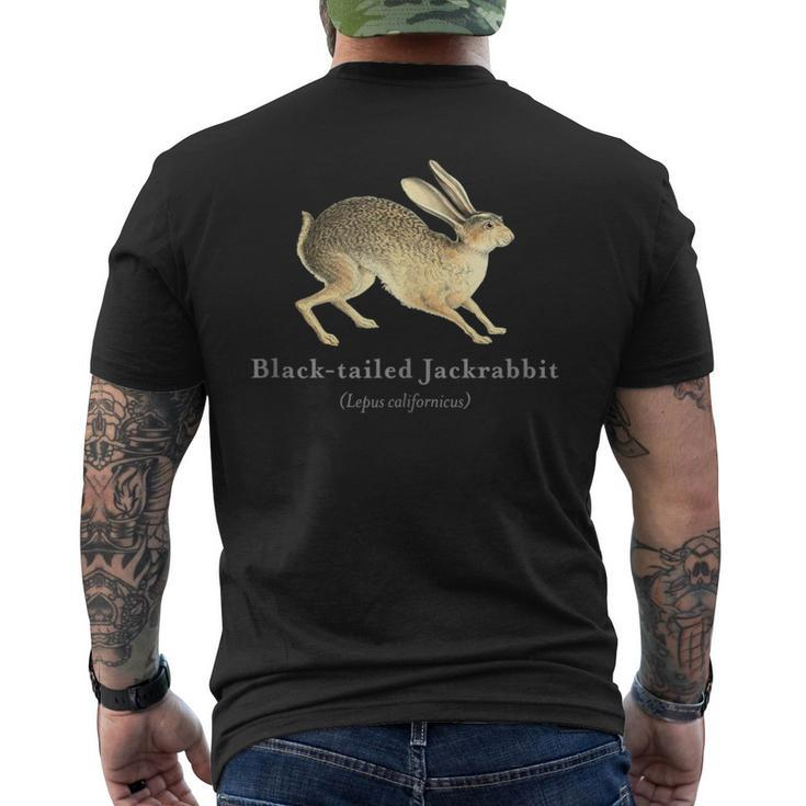 Black-Tailed Jackrabbit Portrait With Scientific Name Men's T-shirt Back Print