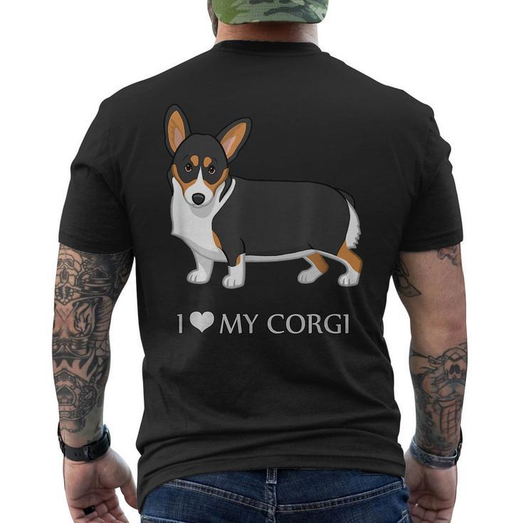 Black Tricolor I Love My Pembroke Corgi Dog Lovers  Mens Back Print T-shirt