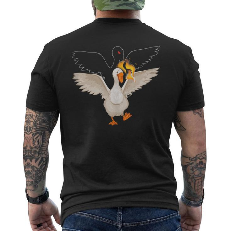 Black White Goose | Goodness Evil | Angel Devil  Mens Back Print T-shirt