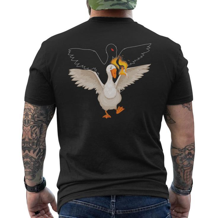 Black White Goose | Goodness Evil | Angel Devil   Mens Back Print T-shirt