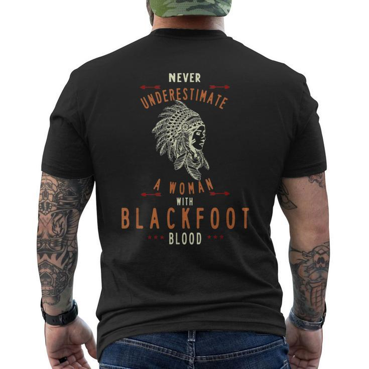 Blackfoot Native American Indian Woman Never Underestimate Native American Funny Gifts Mens Back Print T-shirt