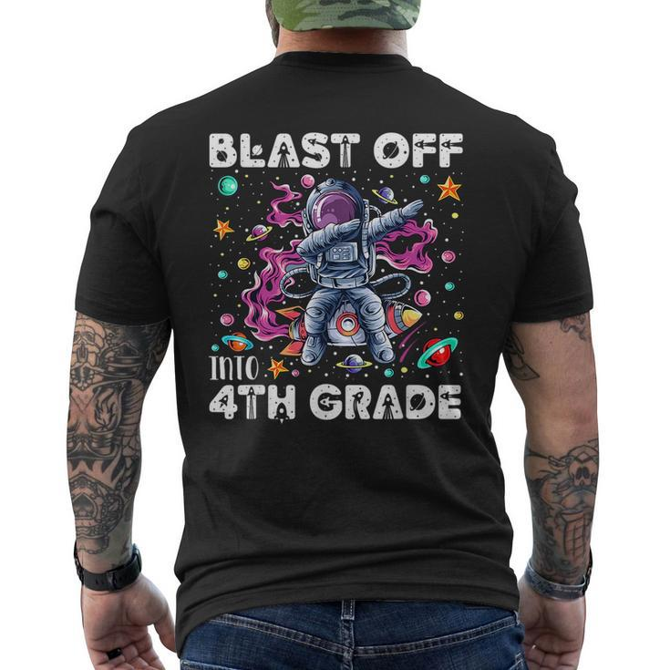 Blast Off Into 4Th Grade First Day Of School Space Rocket  Mens Back Print T-shirt