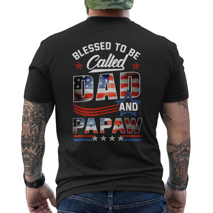 Blessed To Be Called Dad And Papaw Fathers Day America Flag Men's Back Print T-shirt
