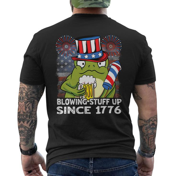 Blowing Stuff Up Since 1776 Funny 4Th Of July Frog Beer Mens Back Print T-shirt