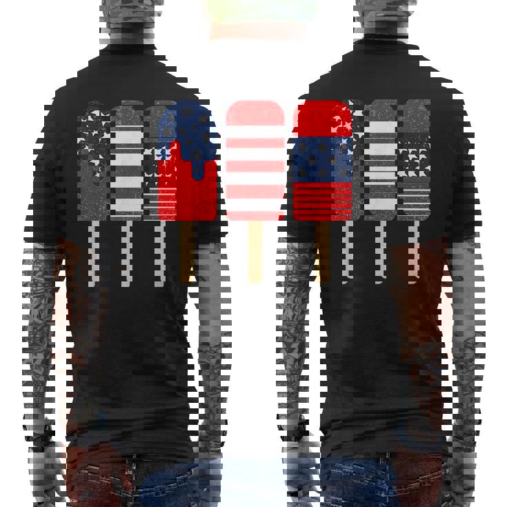 Blue Red White Ice Cream American Flag 4Th Of July Usa Mens Back Print T-shirt