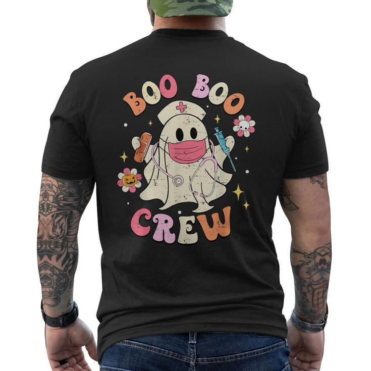 Boo Boo Crew Nurse Ghost Retro Halloween Nurse Men's T-shirt Back Print