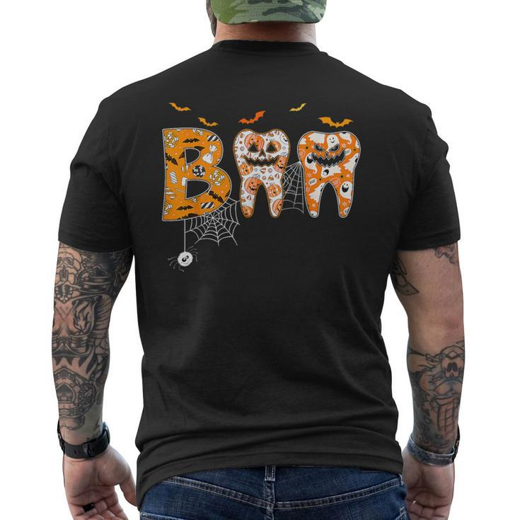 Boo Th Pumpkin Dentist Dental Hygienist Halloween Costume Men's T-shirt Back Print