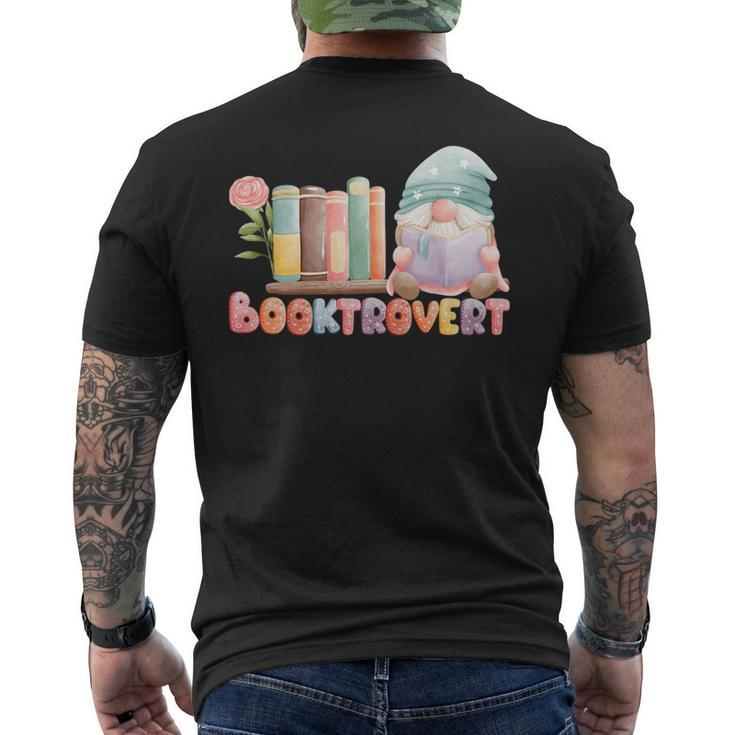 Booktrovert Gnome Book Lovers Gnome Reading A Book Cute Reading Funny Designs Funny Gifts Mens Back Print T-shirt