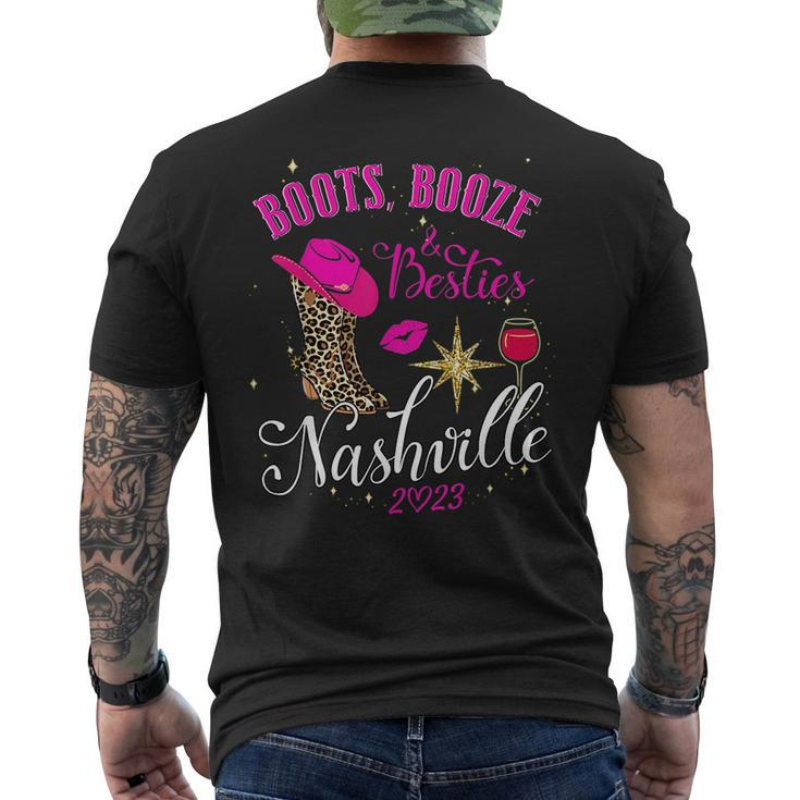Boots Booze & Besties Nashville Girls Trip 2023 Weekend  Mens Back Print T-shirt