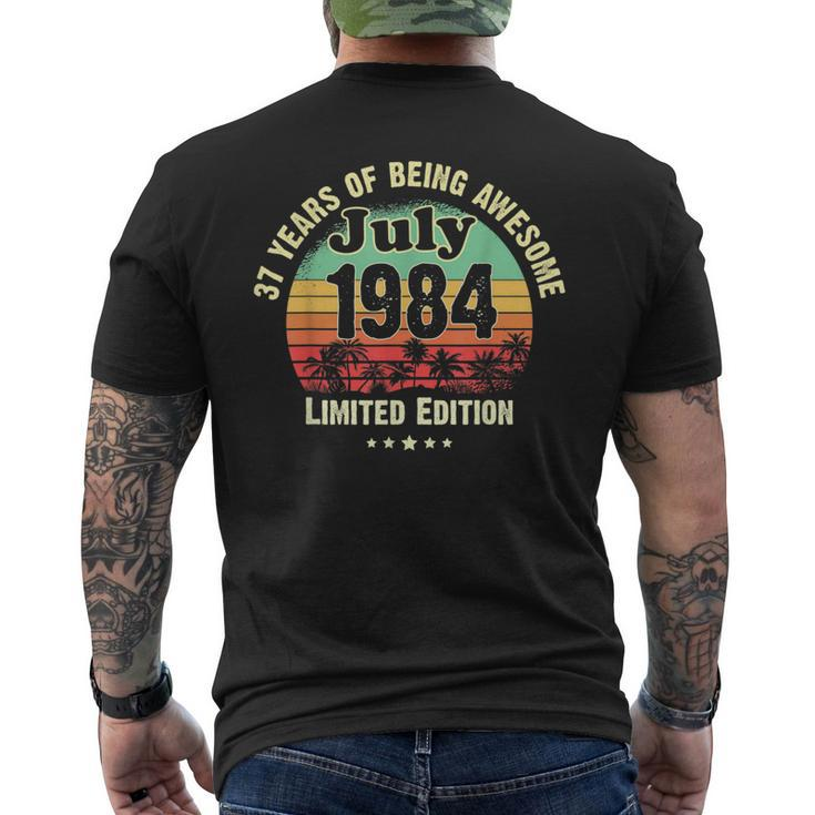 Born In July 1984 37 Year Old Birthday Limited Edition Mens Back Print T-shirt