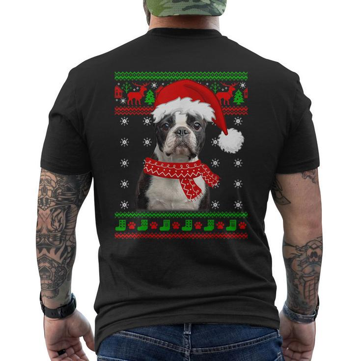 Boston Terrier Dog Ugly Sweater Christmas Puppy Dog Lover Men's T-shirt Back Print