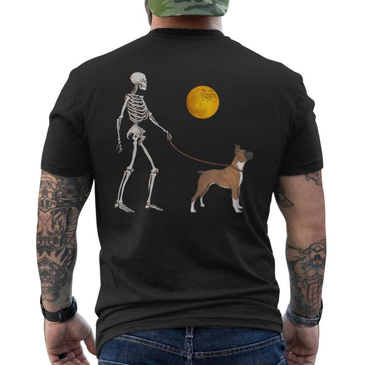 Boxer Skeleton Dog Walking Halloween Costume Men's T-shirt Back Print