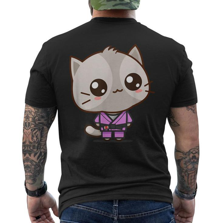 Brazilian Jiu Jitsu Black Belt Combat Sport Cute Kawaii Cat Men's T-shirt Back Print