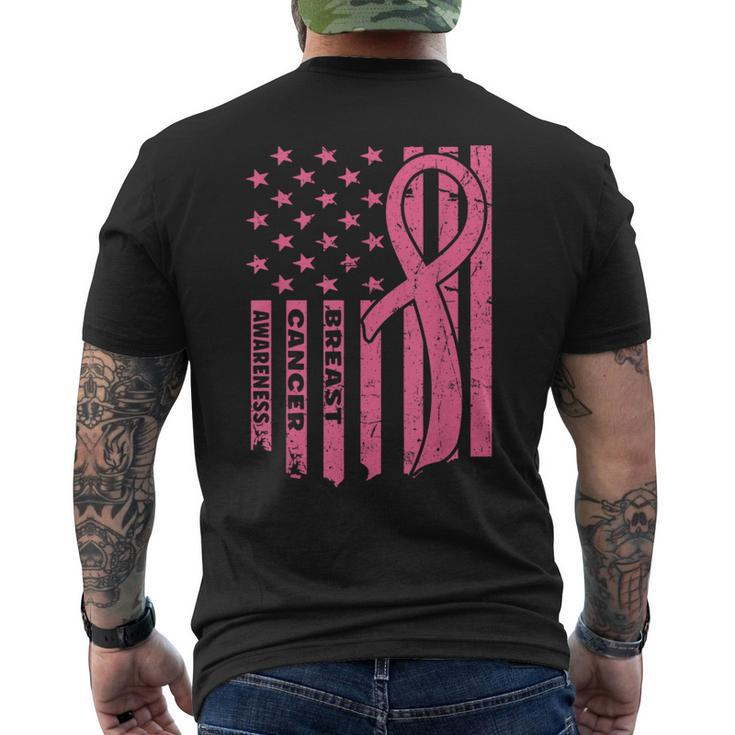 Breast Cancer Awareness Flag Usa Breast Cancer Warrior Men's T-shirt Back Print