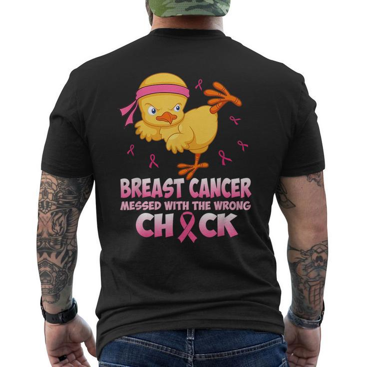 Breast Cancer Awareness Messed With The Wrongs Chick Funny Breast Cancer Awareness Funny Gifts Mens Back Print T-shirt