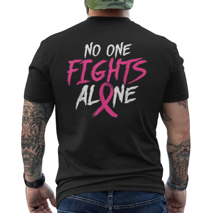 Breast Cancer Awareness No One Fight Alone Month Pink Ribbon Men's T-shirt Back Print