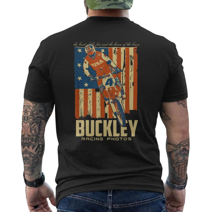 Buckley Racing Photos Buckley Old Glory 1984  Mens Back Print T-shirt