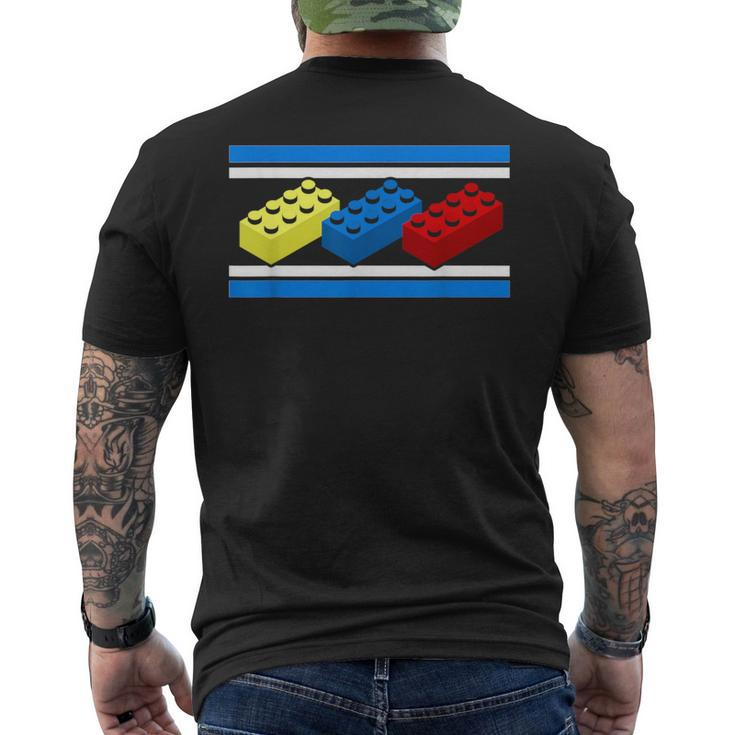 Building Bricks Blocks Master Builder Engineer Construction Men's T-shirt Back Print