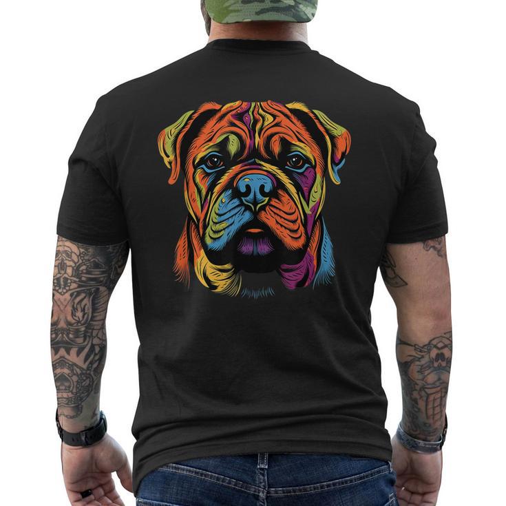 Bullmastiff Mom Or Dad Colorful Puppy Dog Lover Cute Black Mens Back Print T-shirt