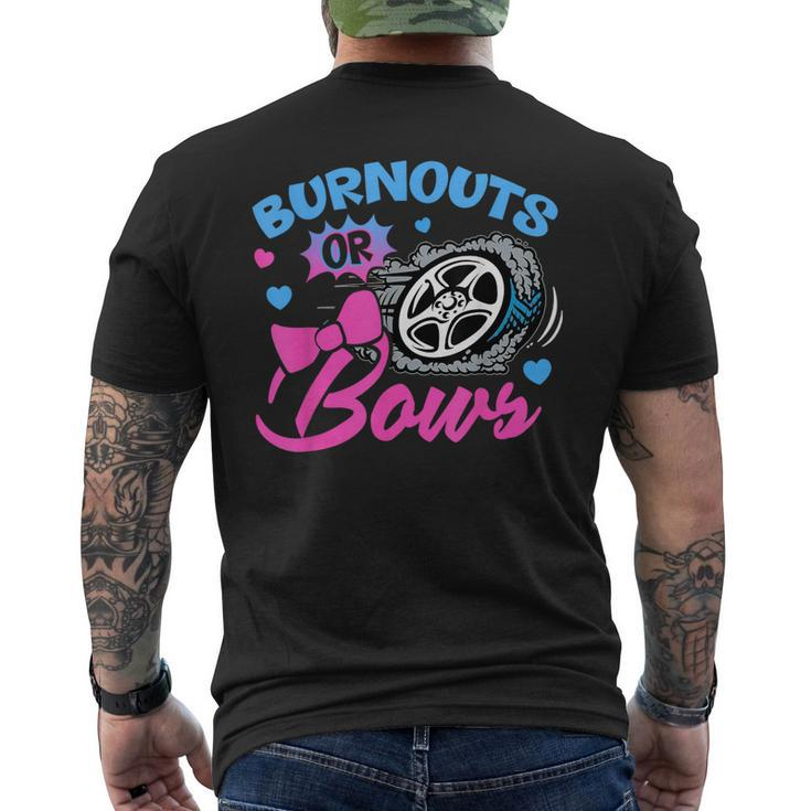 Burnouts Or Bows Gender Reveal Baby Announcement Mens Back Print T-shirt