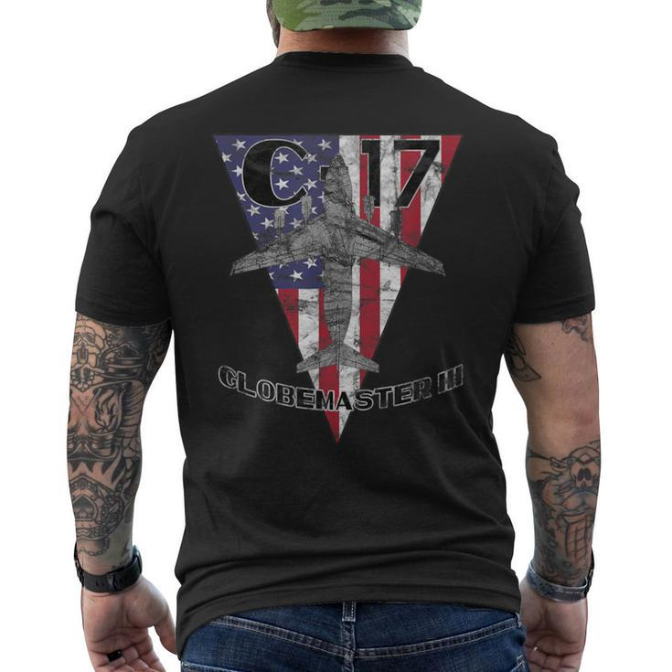 C-17 Globemaster Iii Military Airplane Patriotic Vintage Men's T-shirt Back Print