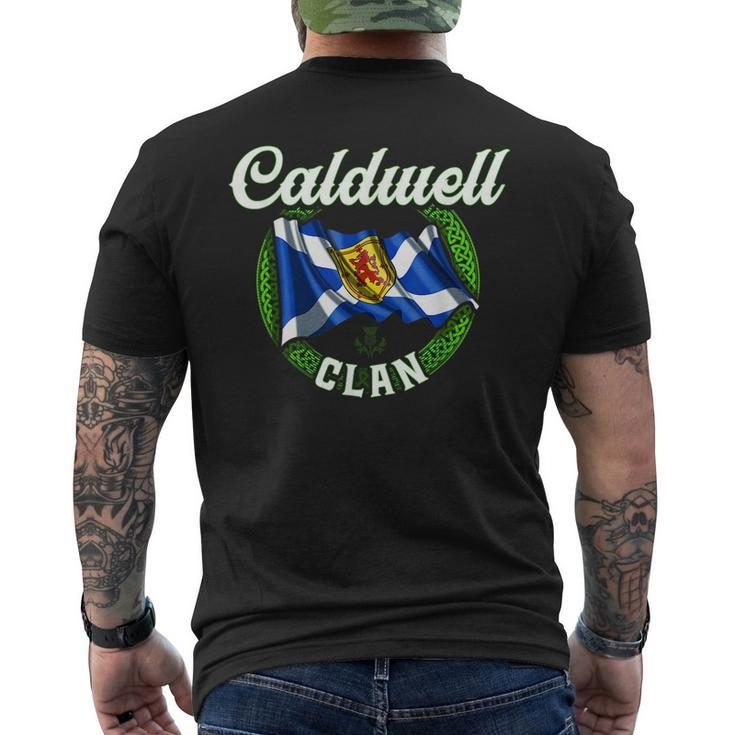 Caldwell Clan Scottish Last Name Scotland Flag Funny Last Name Designs Funny Gifts Mens Back Print T-shirt