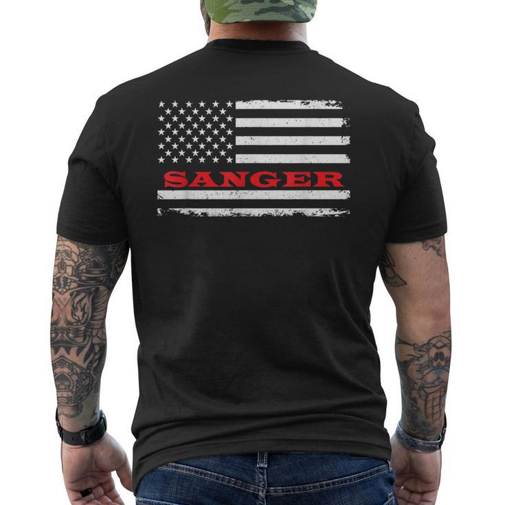 California American Flag Sanger Usa Patriotic Souvenir Men's T-shirt Back Print