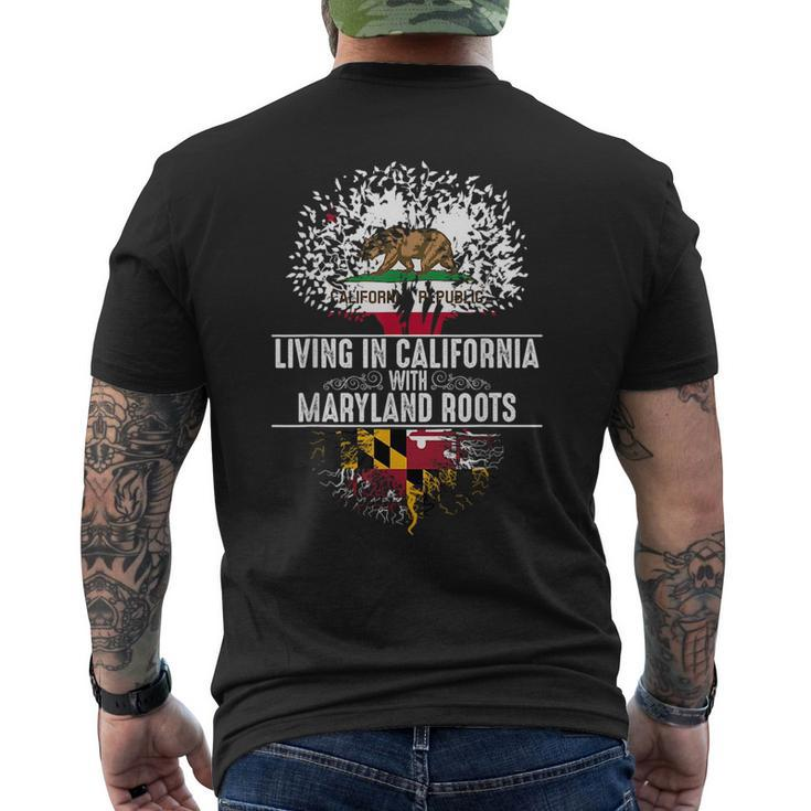 California Home Maryland Roots State Tree Flag  Gift Mens Back Print T-shirt