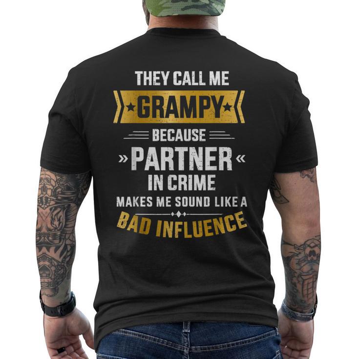 Call Me Grampy Partner Crime Bad Influence For Grandpa Mens Back Print T-shirt