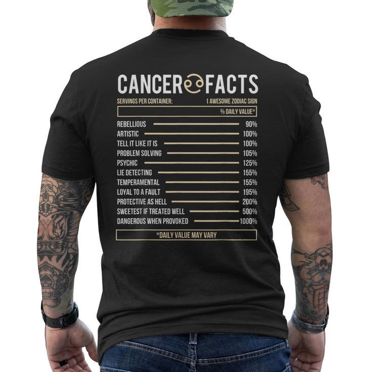 Cancer Facts - Zodiac Sign Birthday Horoscope Astrology  Mens Back Print T-shirt