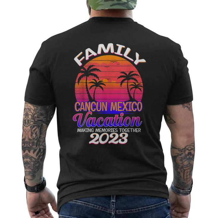 Cancun Family Vacation 2023 Matching Holiday Retro Beach  Mens Back Print T-shirt