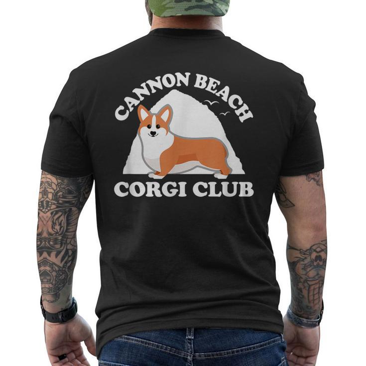 Cannon Beach Oregon Haystack Rock Corgi Club  Mens Back Print T-shirt