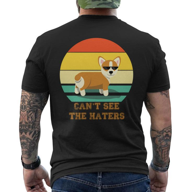 Cant See The Haters Corgi Doge Meme Pixel Glasses Dog Owner   Mens Back Print T-shirt