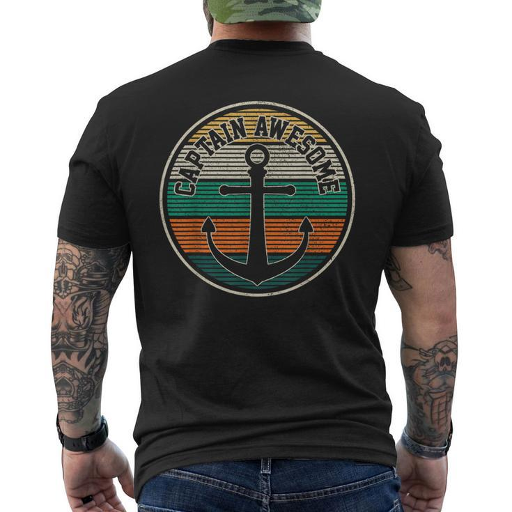 Captain Awesome - Vintage Anchor Funny Sailing Boating Gift  Mens Back Print T-shirt