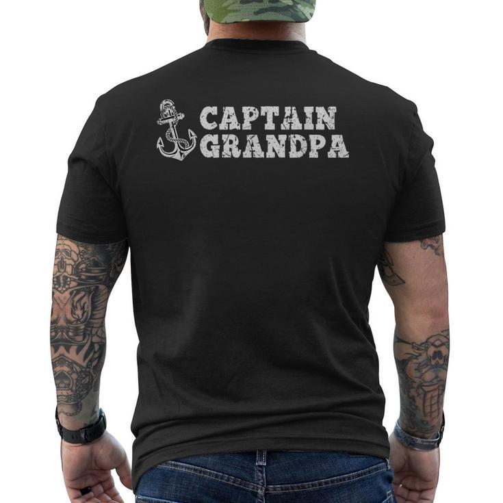 Captain Grandpa Sailing Boating Vintage Boat Anchor Funny  Mens Back Print T-shirt